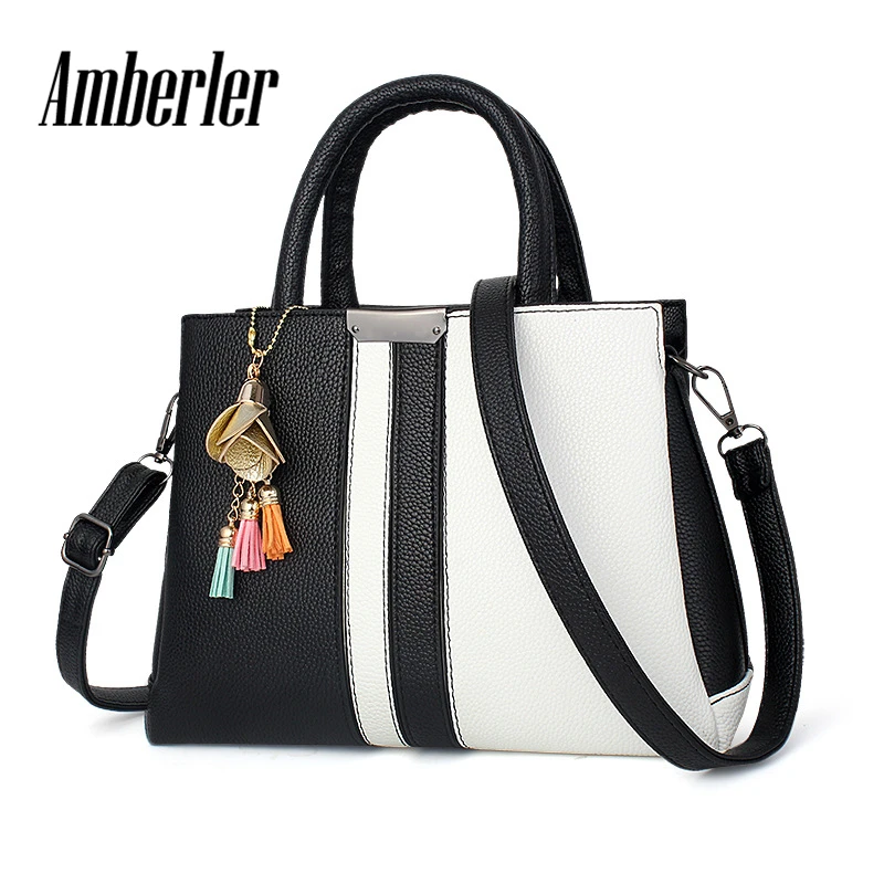

Amberler PU Leather Handbags For Women Large Capacity Shoulder Bag High Quality Patchwork Crossbody Bags Fashion Casual Tote Bag