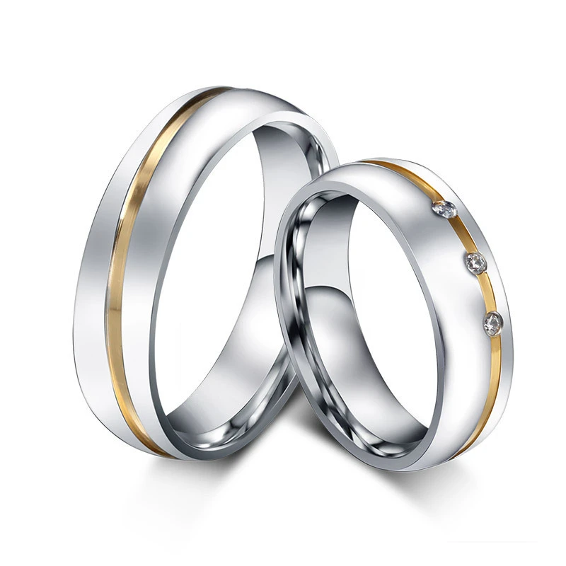 Anillo De Bodas De Acero Inoxidable De Zirconia Cúbica De De Anillo De Bodas De Acero Inoxidable De Zirconia Cúbica De De