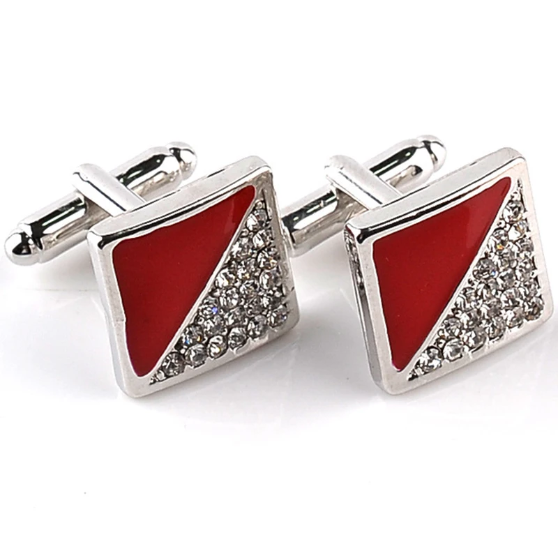 New High Quality Luxury Business Square Rhinestone Cufflinks for Men