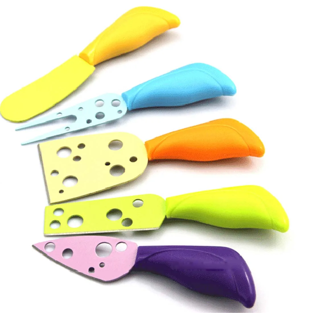 Plastic Handle Cheese Butter Fork Spreader Stainless Steel Knives Sets