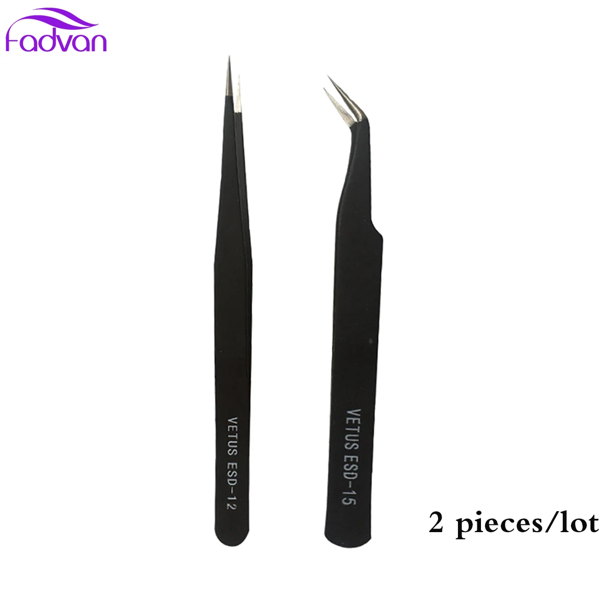 

Eyelash Tweezers 2 Pieces/lot Tweezers Electronic Anti-static Precision Tweezers Straight and Curved Tweezers for Graft Eyelash