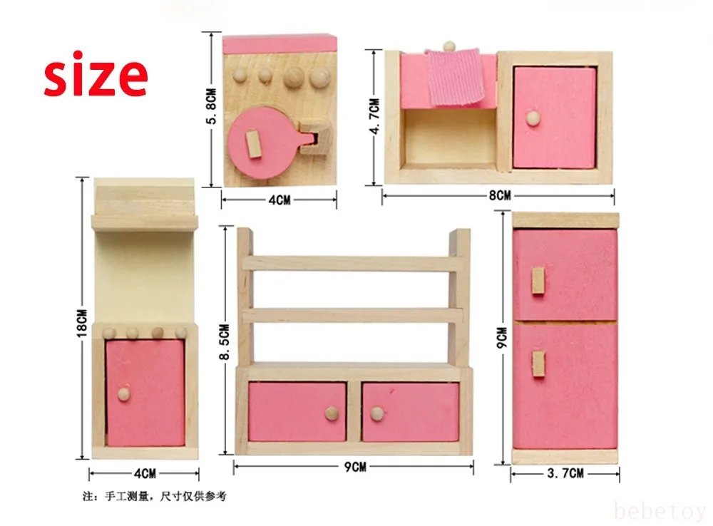 Деревянный розовый миниатюрный кукольный домик мебель детские игрушки набор спальня кухня ужин Гостиная Ванная комната ролевые игры игрушки для девочек
