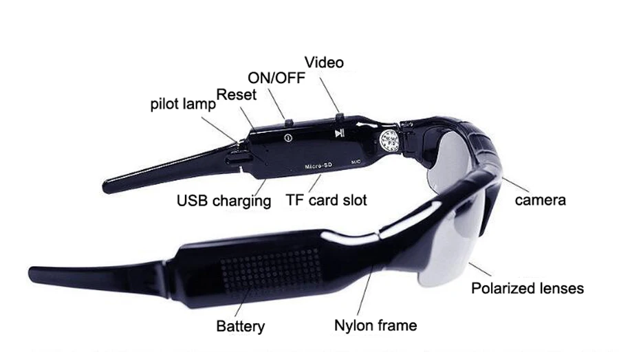 Солнцезащитные очки видеокамера Цифровой Регистраторы Камера DV DVR Регистраторы Поддержка TF карты для вождения Спорт на открытом воздухе Камера очки