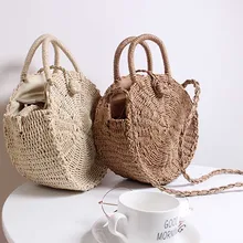 Простые круглые дорожные сумки для женщин, марокканская Сумка-корзина с пальмами, ручная Соломенная женская Повседневная пляжная сумка, натуральная овальная большая сумка-тоут