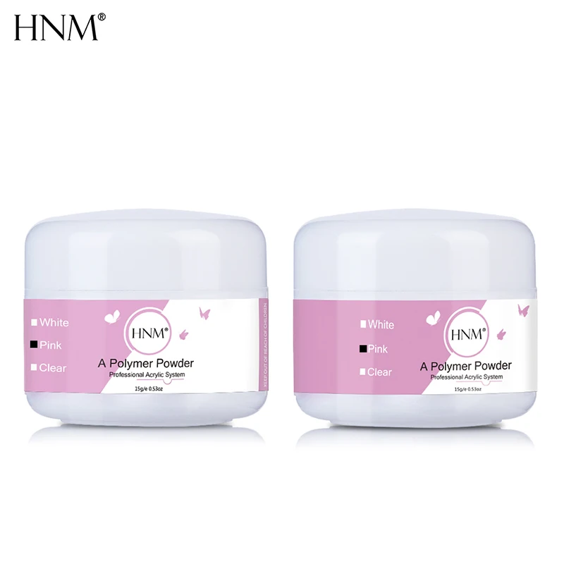 HNM NEW Professional Acrylic Powder Crystal Nail Art Tip Builder Transparent Powder Crystal Liquid Manicure Pink White Clear 15g