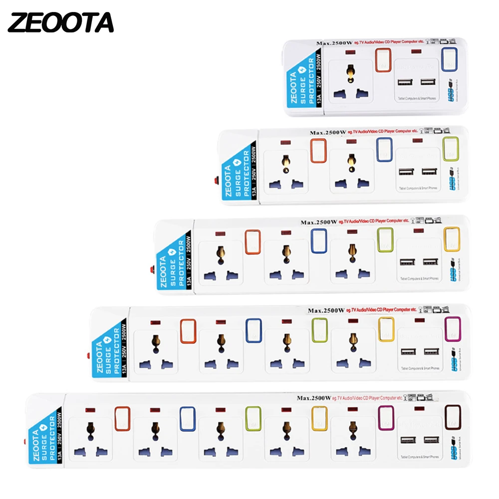 preço Tira do poder, 1 2 3 4 5 Forma Universal AC Outlets Plug, portas USB 2 Individualmente Comutada Soquete Da Extensão, Surge, Proteção Contra Sobrecarga