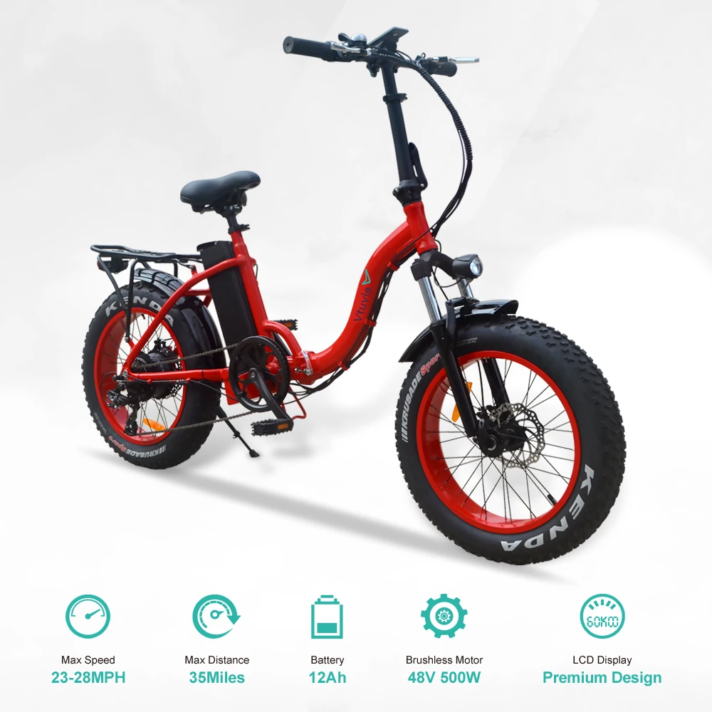  America free shipping 20'' folding frame e-bike 7 speed Derailleur 55km long range 48v 500w electri