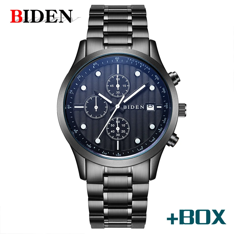 

men watch BIDEN Top Brand Luxury Stainless Steel Business Watch Fashion Casual Waterproof Sport wristwatch men Relogio Masculino