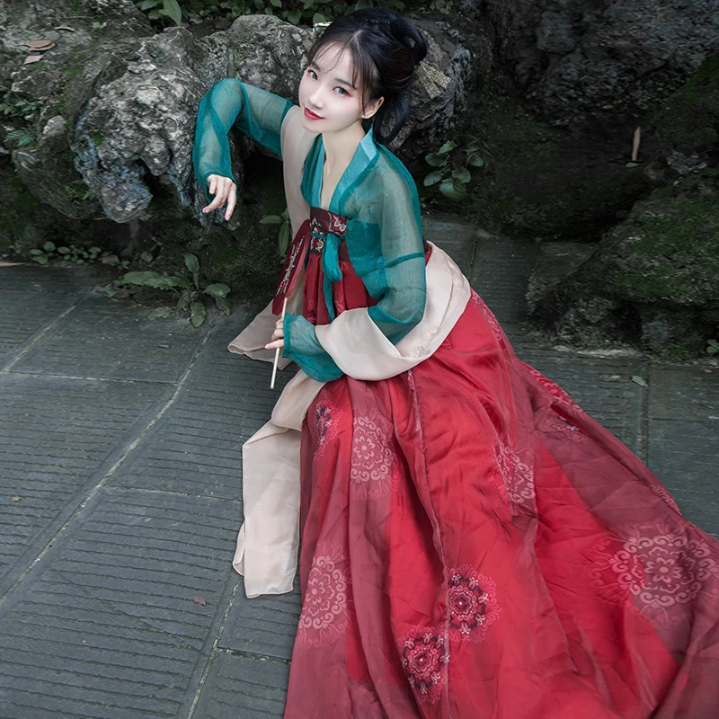 

Hanfu Traditional Women Ancient Chinese Classical Dance Clothes Princess Dress Tang Qing Dynasty Costume Performance DNV10734