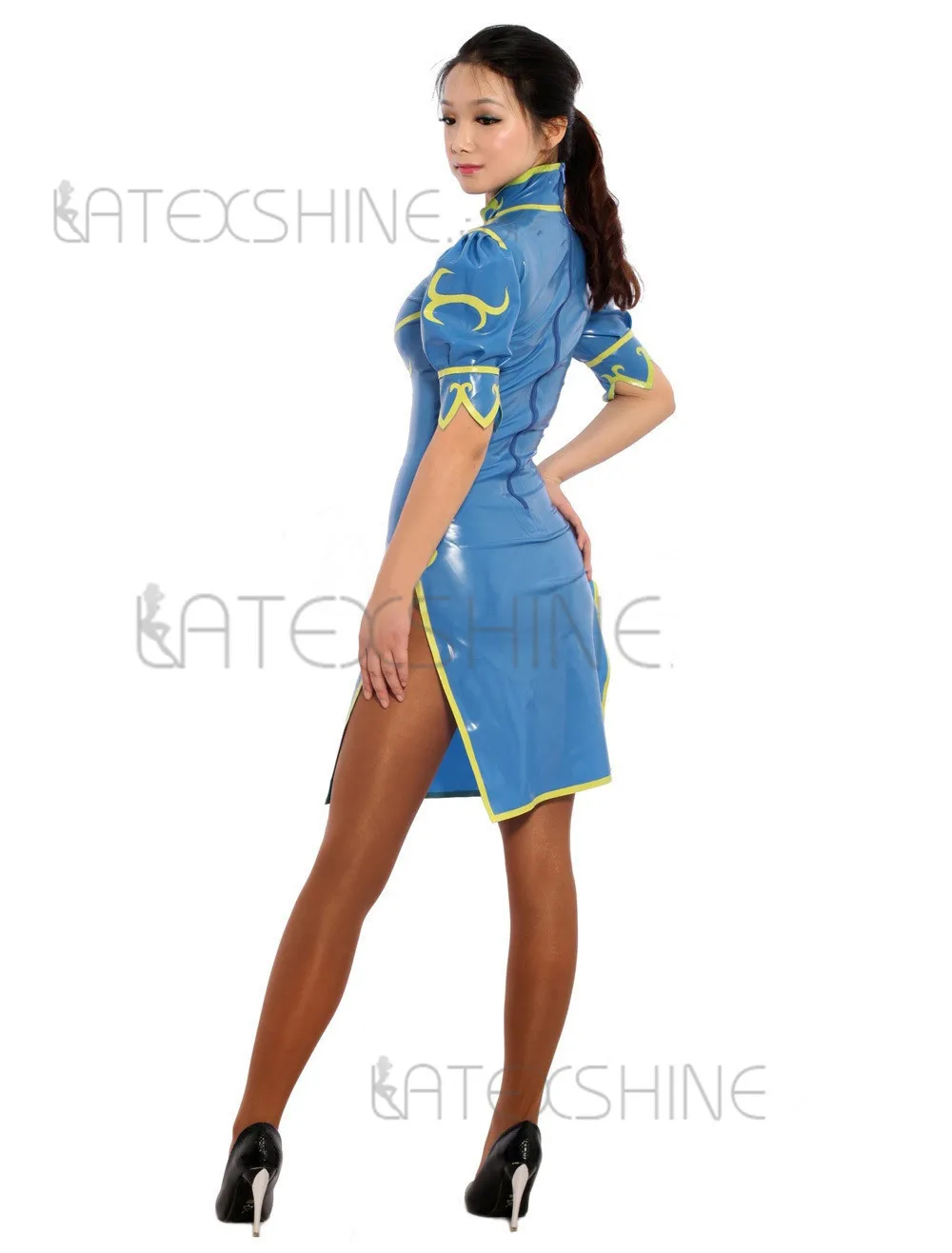Sexy-Womens-Blue-Latex-Dress-Skin-Tight-Rubber-Cheongsam-Dress-with-Back-Zipper-2