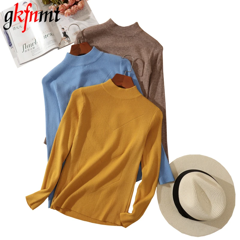 

Womens Sweaters 2019 Winter Tops Half Turtleneck Sweater Women Pullover Jumper Knitted Sweater Pull Femme Hiver Truien Dames Ne
