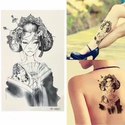 1 Простыни Новый Дизайн Япония гейша девушка татуировки, Летний стиль татуировки Стикеры пикантные Средства ухода за кожей рука рукав