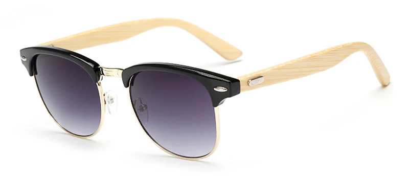 Новинка бамбуковые солнцезащитные очки мужские деревянные полурамки женские брендовые дизайнерские зеркальные оригинальные деревянные солнцезащитные очки ретро de sol masculino - Цвет линз: wood kp1505 C1