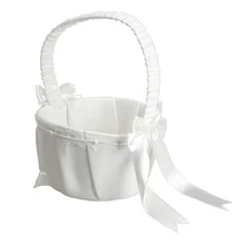 Cesta de boda cesta de flores para niña, para ceremonia, decoración nupcial amor, caja, canasta de satén, almacenamiento, contenedor de cesta de flores para niña