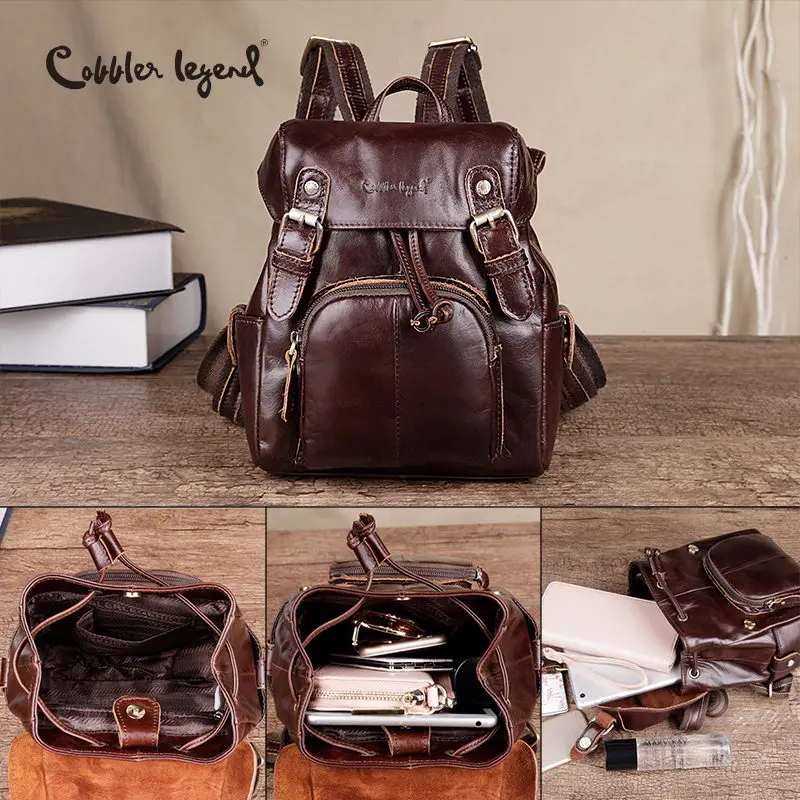 Pastel de la leyenda de cuero genuino marca de mochila pequeña de moda de las mujeres de bolso de mujer Vintage clásico bolso mochila