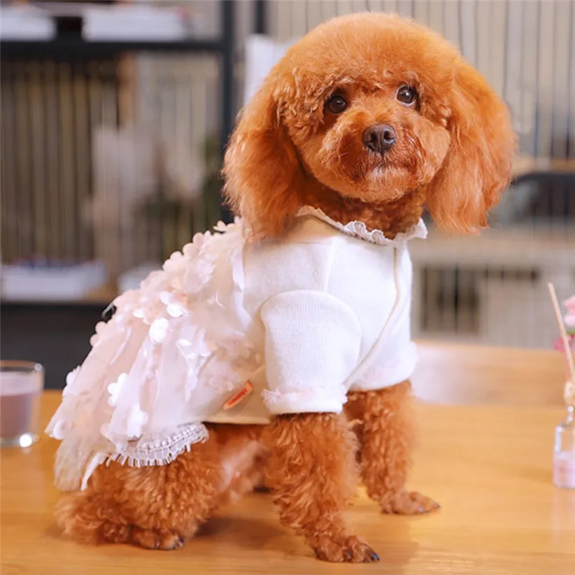 Одежда для собак с цветочным принтом для свадебной вечеринки; платье для милых принцесс; платья для щенков Тедди для маленьких собак; 90610