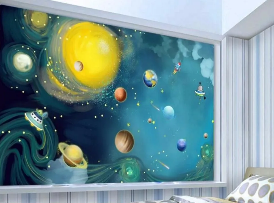 Beibehang 3d обои ручная роспись обои Космос Вселенная детская комната спальня большие фрески на заказ фон обои