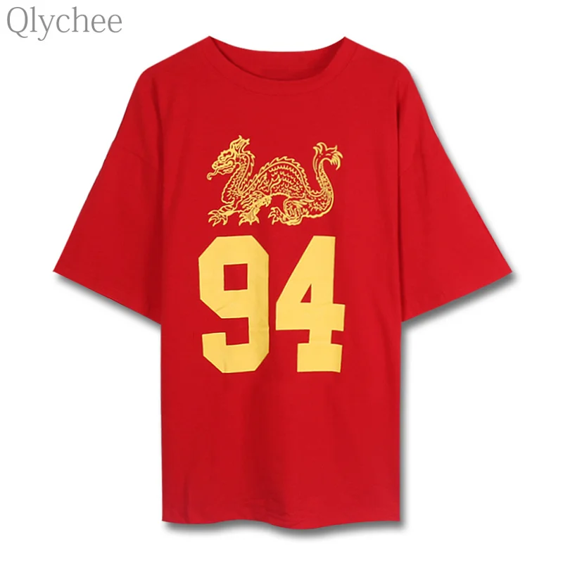 Qlychee Harajuhu Дракон Печать Лето Для женщин футболка Свободные цифровая печать женский короткий рукав Футболка Топы китайский Стиль
