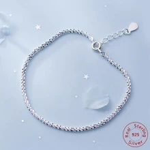 925 твердый Настоящее серебро 925 пробы модный браслет с дизайном «Принцесса» Свадебные украшения 18 см для девушек-подростков подарок женские ювелирные украшения