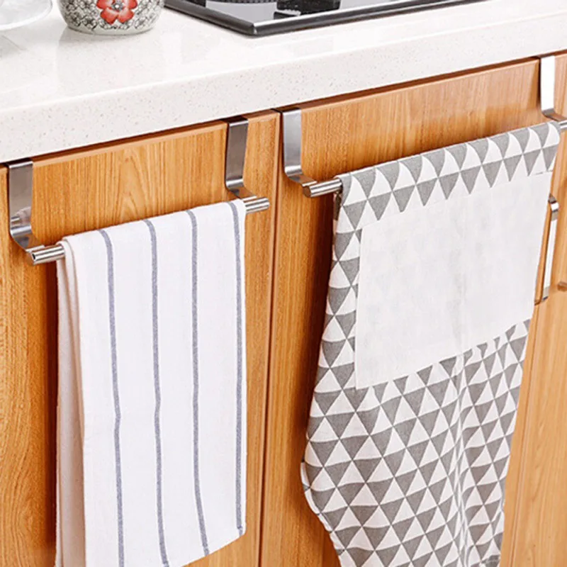 

Bathroom Door Kitchen Towel Over Holder Drawer Hook Storage Scarf Hanger Cabinet Hanging Stainless Steel Towel Rack