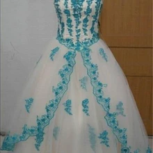 Новые Романтические красные синие кружевные пышные платья Бальные платья высокие бисерные аппликации сладкое 16 платье Vestidos De 15 Anos QA389