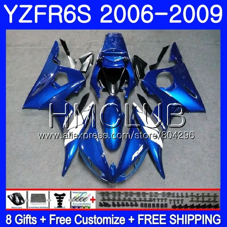 

Body For YAMAHA YZF R6 S YZF600 YZFR6S 06 07 08 09 Glossy blue 114HM.13 YZF-600 YZF-R6S YZF R6S 2006 2007 2008 2009 Fairing Kit