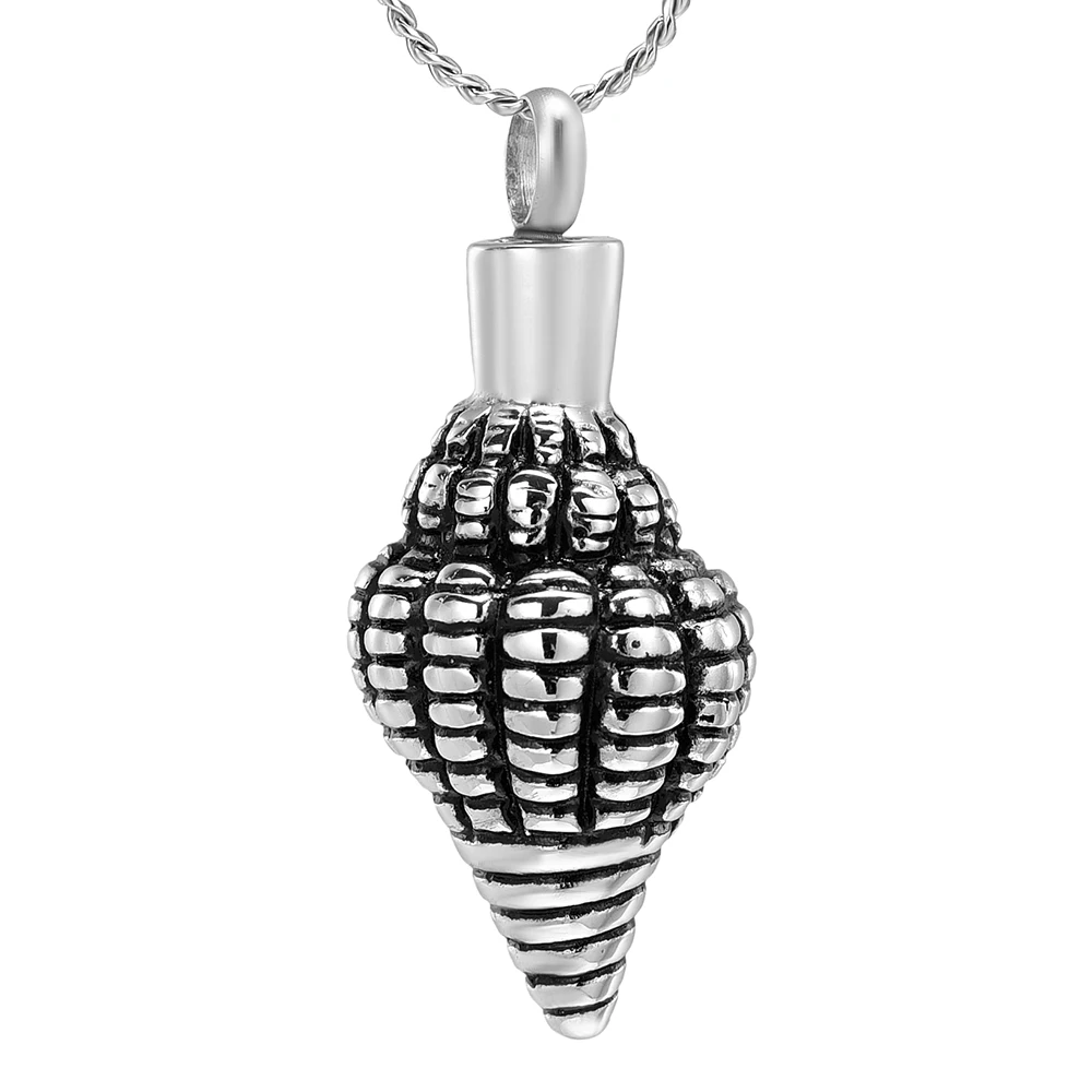 

K9528 Stainless Steel Conch Cremation Jewelry for Ashes Pendant Urns Pet/Human Memorial Keepsake Funeral Necklace for Men/Women