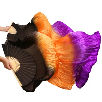 

Hot Selling 100% Real Silk Veils Dancing Fans 1 Pair High Quality Silk Belly Dancing Fans wholesale Size color can be customized