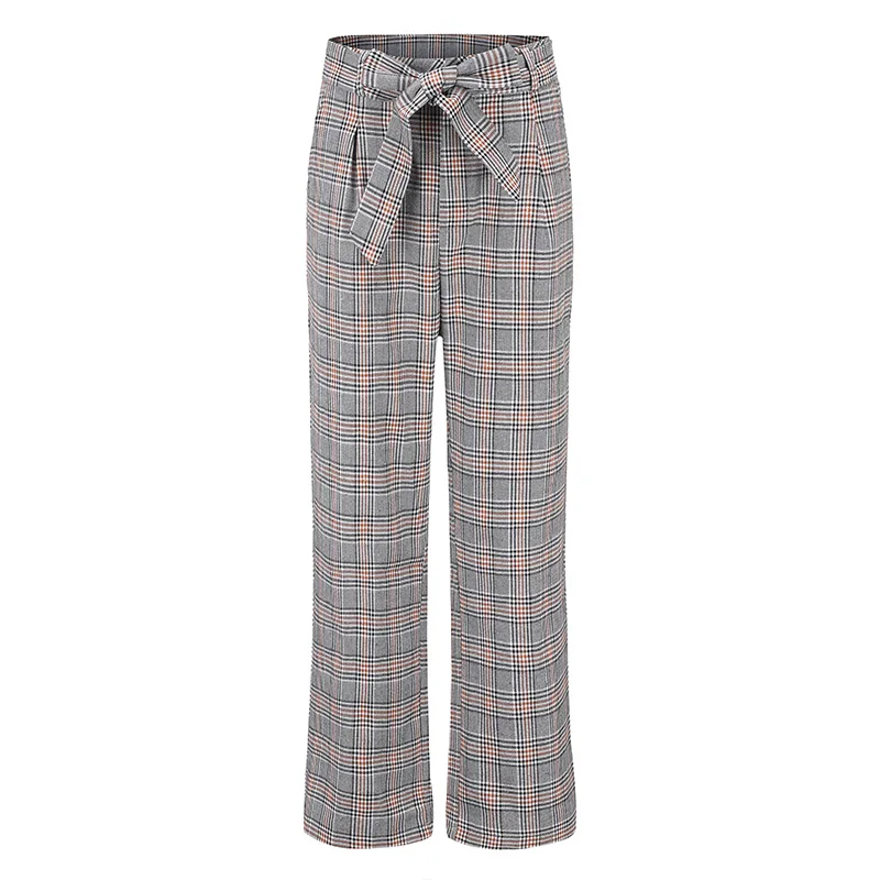 

JYSS Women casual streetwear pants women mid waist plaid pattern comfortable straight pants girl trousers HCY039