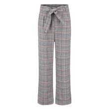 JYSS Women casual streetwear pants women mid waist plaid pattern comfortable straight pants girl trousers HCY039