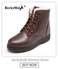 BeckyWalk/обувь зимняя женская обувь сапоги Женские Зимние ботильоны женский теплый плюш стельки на шнуровке Botas Mujer Большие размеры 35–44 WSH2461