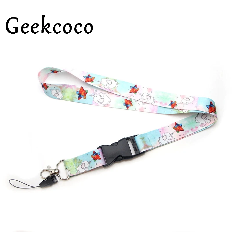 

Elephant cartoon keychains Accessories Safety Breakaway Mobile Phone USB ID Badge Holder Keys Straps Neck lanyard Camera J0257