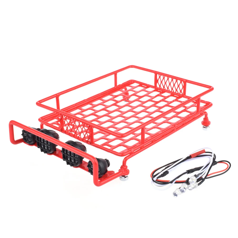 Metal Luggage Roof Rack with LED Light for Axial SCX10 90046 Tamiya