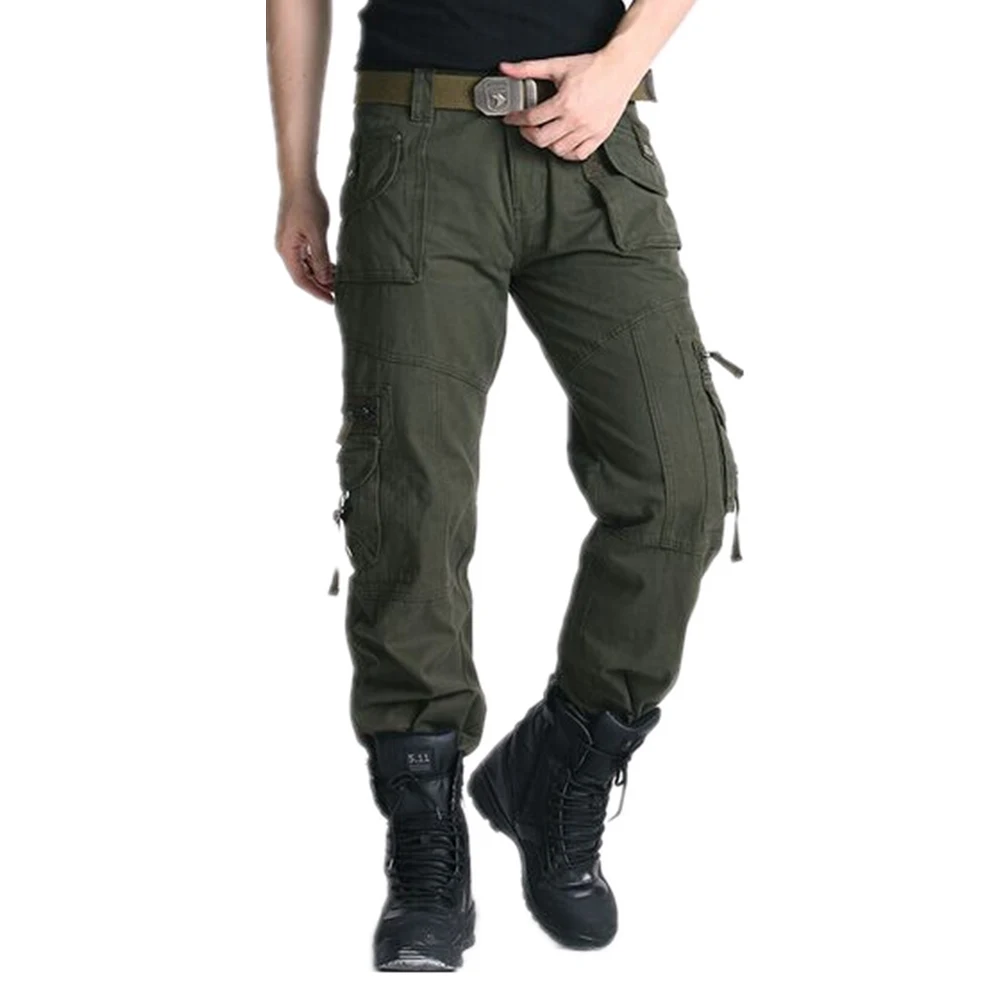 Мужские брюки карго в стиле милитари, повседневные мужские Длинные свободные брюки с карманами, хлопковые брюки для альпинизма и охоты, большие размеры