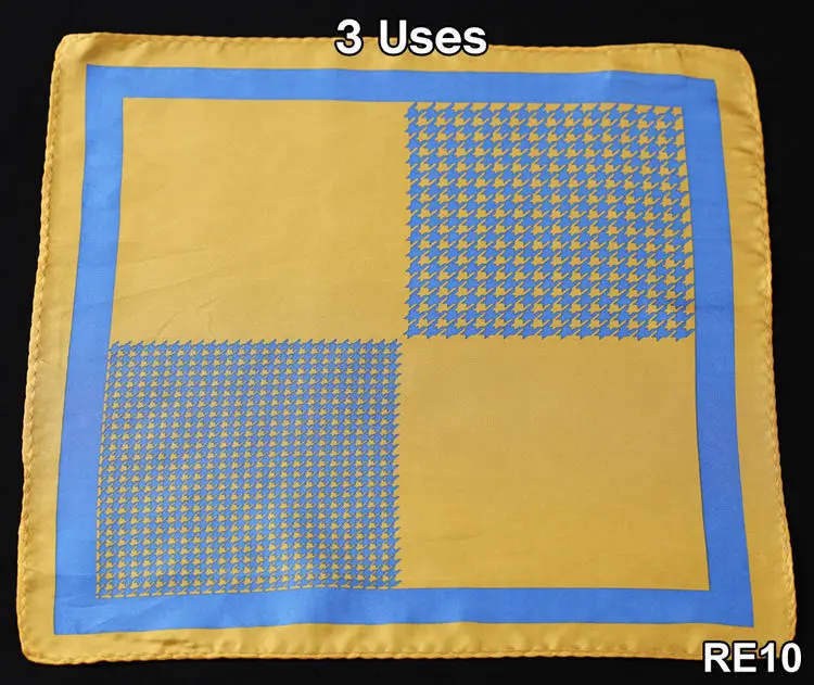 RE елочка Пейсли точка Хаундстут платок натуральный шелк атлас мужской носовой платок Модный свадебный карман квадратный - Цвет: RE10 Yellow Blue