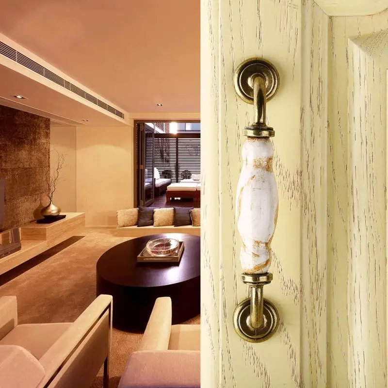 1Pcs Ceramic Antique Door Handle Furniture Handles Cabinet Knobs Concise Black Wardrobe Kitchen Cabinet Drawer Beautiful Durable