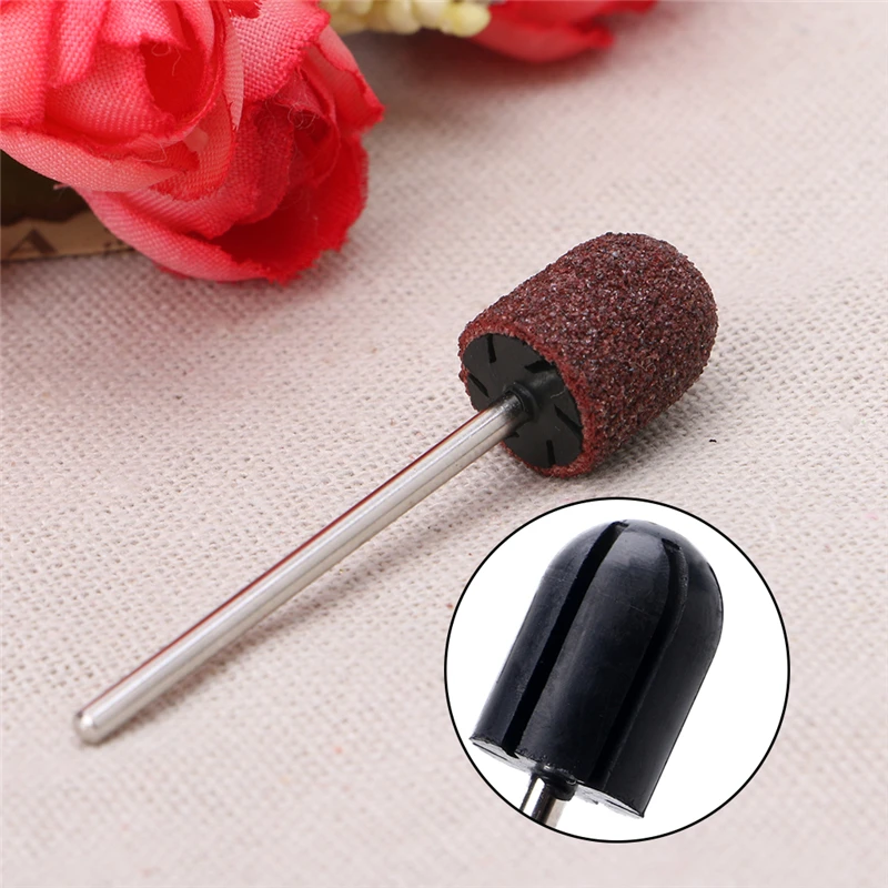 New Reusable Rubber Sanding Nail Drill Bit 10x15mm With Cap Polish