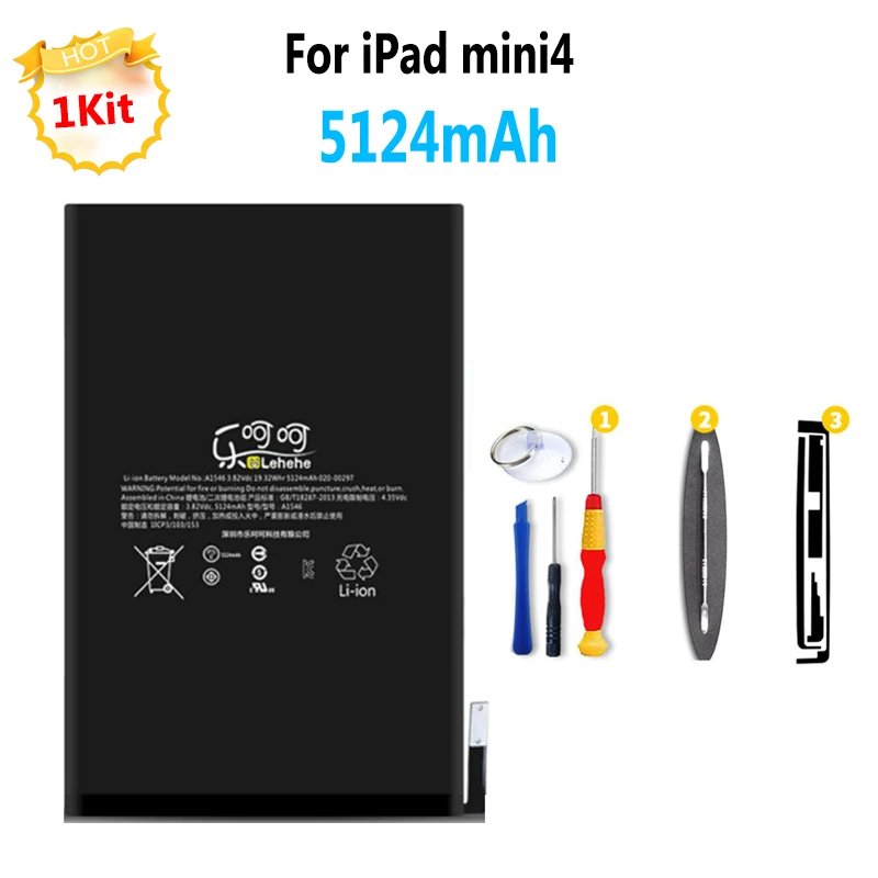 

100%New 5124mAh Battery For iPad mini4 A1538 A1550 Tablet Batteries Replacement with tool kit