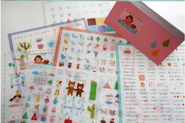 

kawaii 6 sheets Smiley deco PVC Scrapbooking Stickers Planner Stickers/sticky notes/kd 7/papelaria Korean stationary