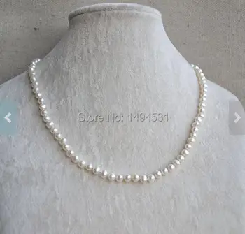 

Ivory Pearl Necklace , 5-6MM 18 Inches Genuine Freshwater Pearl Chokers Necklace,Wedding Party Gift Jewelry, Handmade Jewelry.