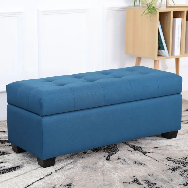 

European Storage Stool Modern Fabric Change Shoe Bench Sofa for Living Room with Solid Wood Legs Silla Para Maquillaje