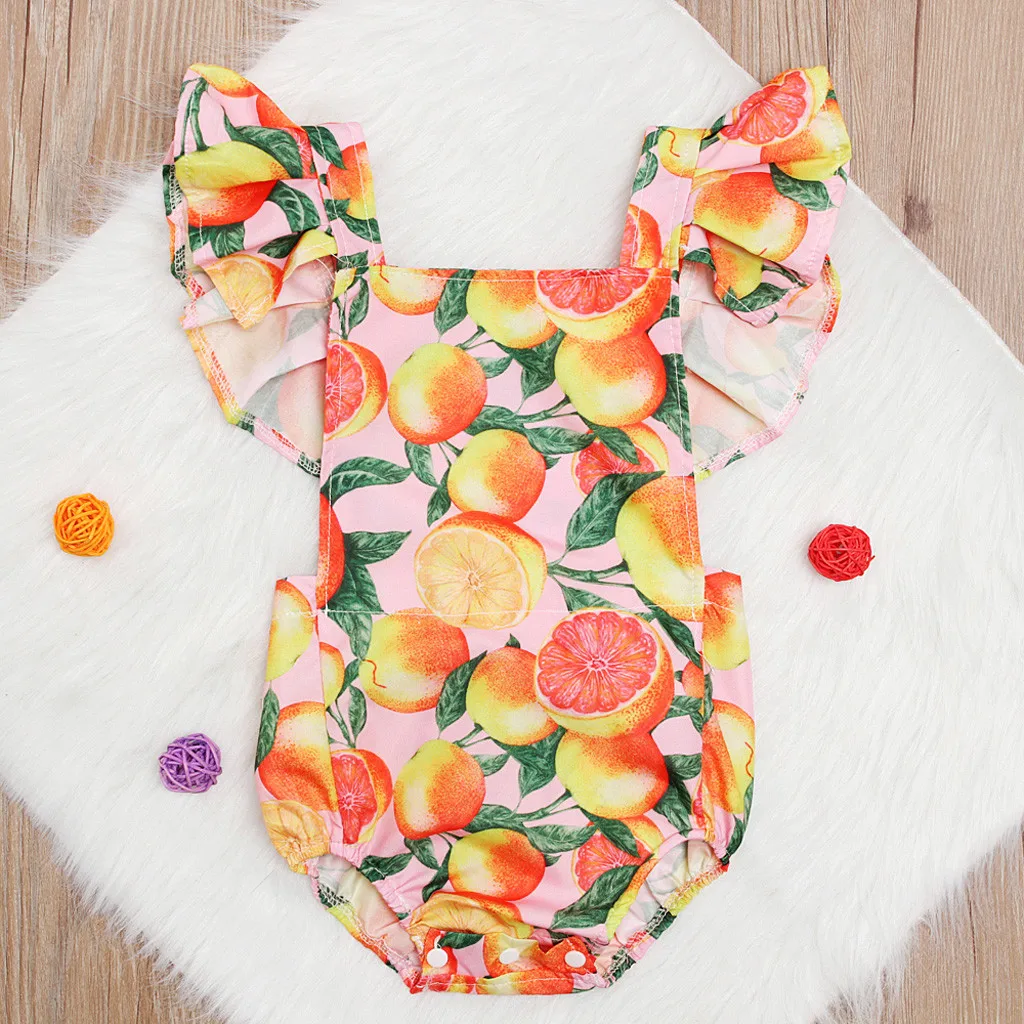 

Toddler Kids Baby Girl Ruffled Fruit Print Romper fashion Playsuit Summer kids clothes girls roupa infantil roupas infantis new