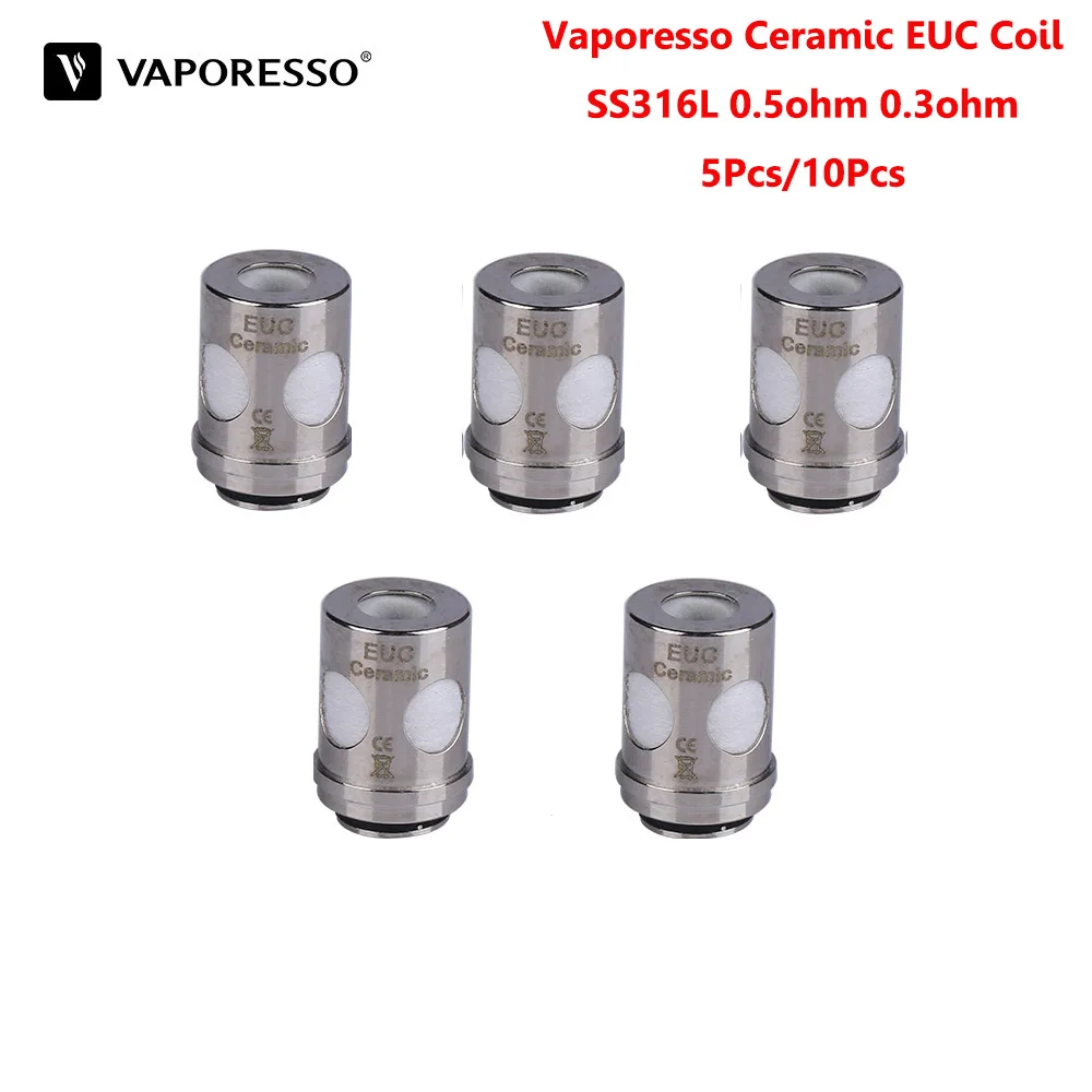 

5pc-10pcs Original Vaporesso Ceramic EUC Coil SS316L 0.5ohm 0.3ohm for Estoc/Target Pro/ORC/Gemini vape Tank ECO Universal coil