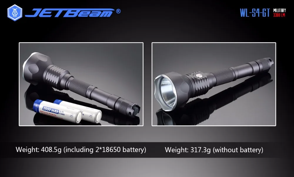 Tática para Esportes ao ar Caça Jetbeam gt Mtg2 Led Max.3300 Lumens Feixe Distância 400 Metros Tocha Livre Luz Wl-s4-gt Wl-s4 15 Luzes e Iluminação