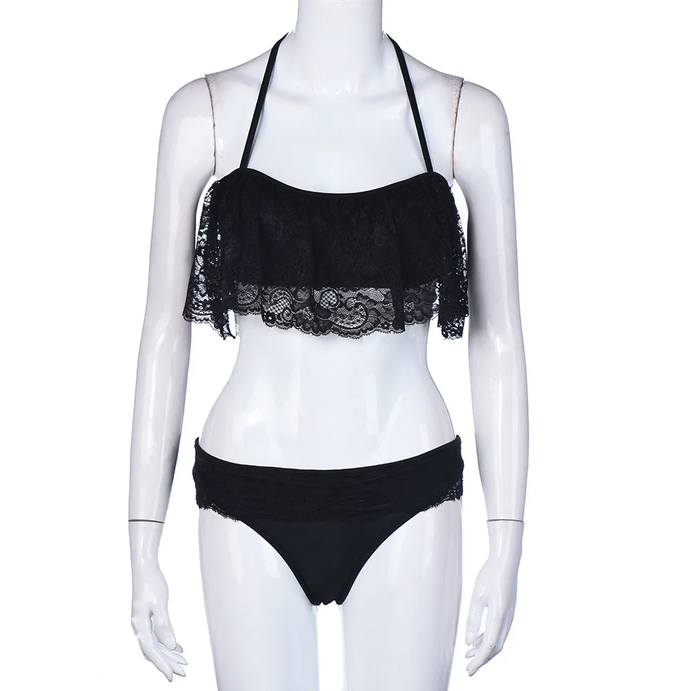 Drop Shipping Cheap Swimwear Split Lace Monokini Swimwear Bikinis Set For Swimming Solid Swimwear Women Plus Size tankini mujer