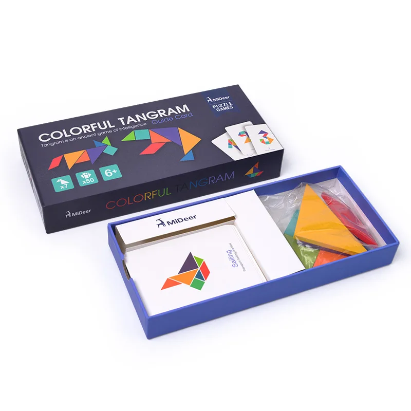

Children Wooden Colorful Tangram jigsaw Puzzle Games with Cards Early Education Kids Intellectual Toys