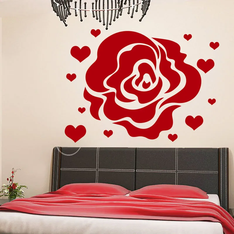Zooyoo Flower Rose Hearts Wall Sticker Home Decor Love Flowering