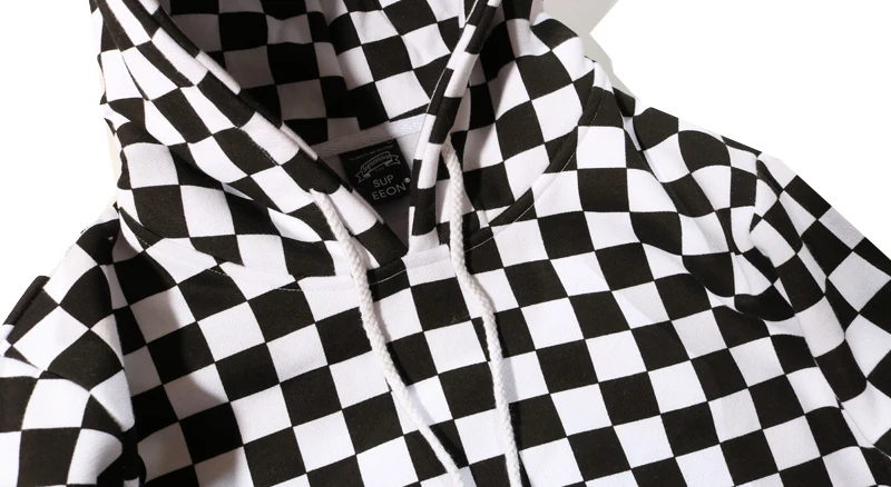 YouthCodes Plaid Lattice Grid Hoodie Men Justin Bieber Chess FOG Hip Hop Skateboards Cotton 100% Fleece Vintage Sweatshirts Men