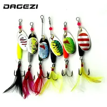 DAGEZI 6шт Спиннер приманки ложка металл приманки с перо Рыбалка приманки, блесны Жесткий приманки иска искусственный песка медь