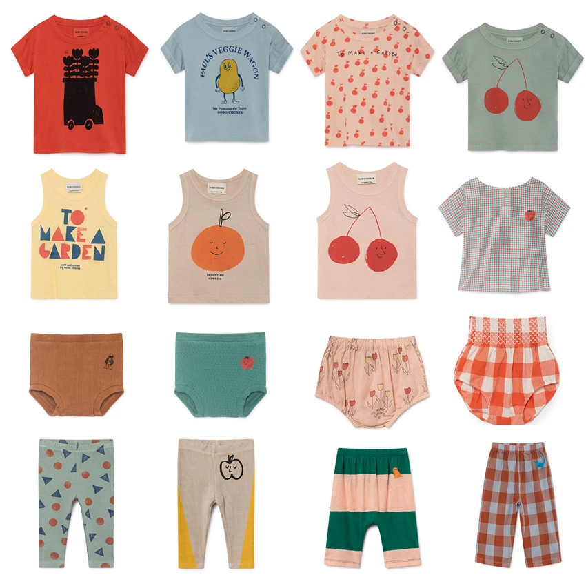 

2019 ZMHYAOKE Summer kids Choses New Arrivals Pre-sale Vest T-shirt for Boys Girls Kids Cherry Apple Stripe Print Boys T-Shirt